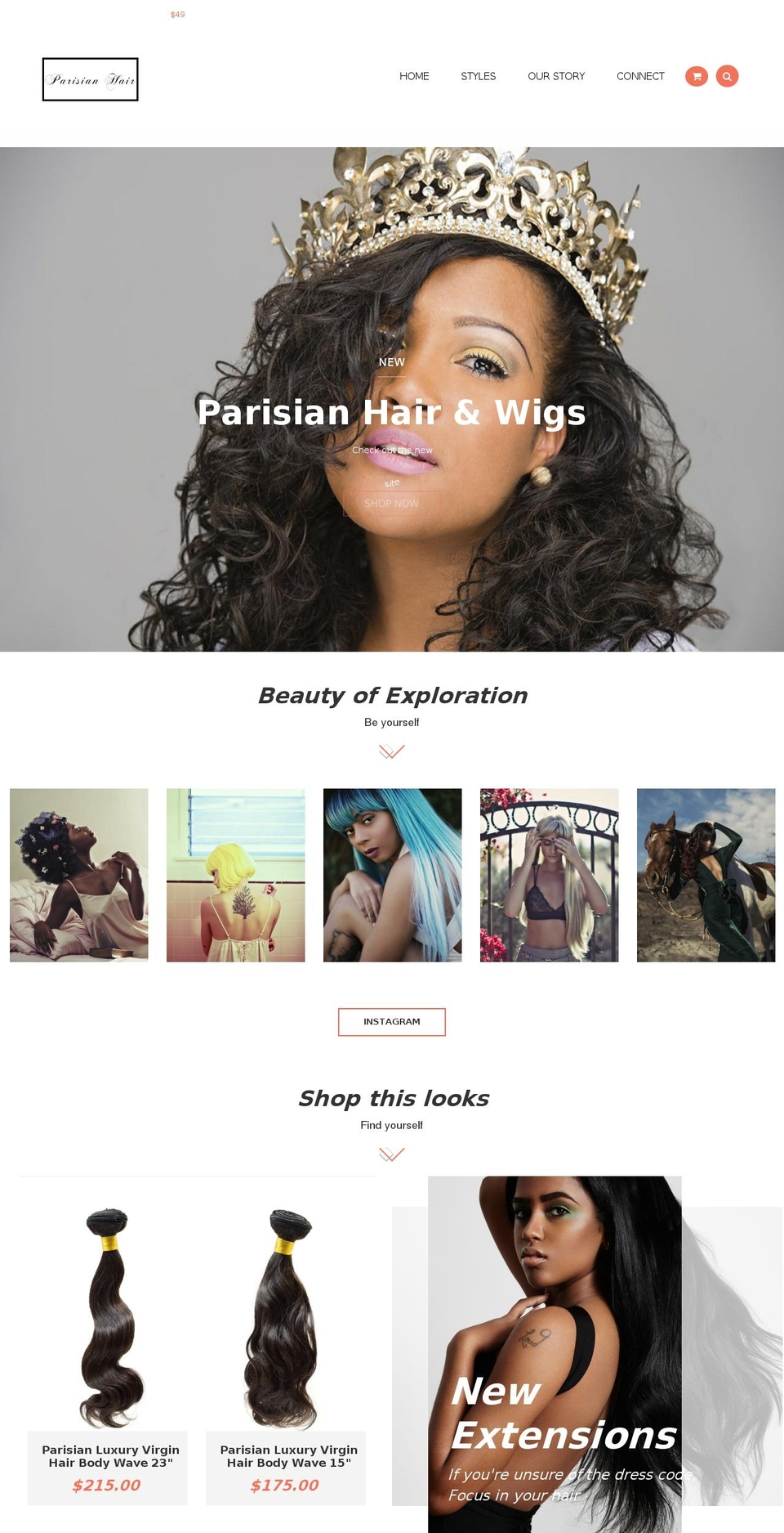 parisianhair.com — Shopify storefront screenshot