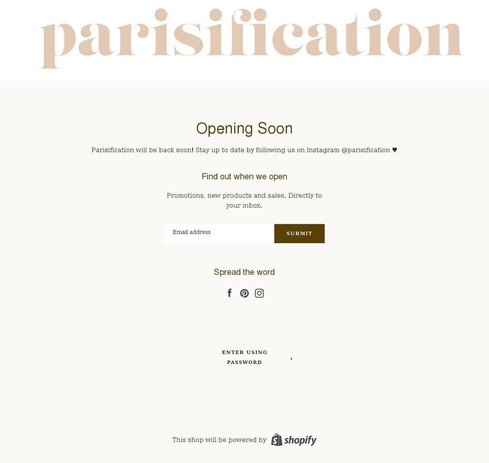 parisification.myshopify.com shopify website screenshot