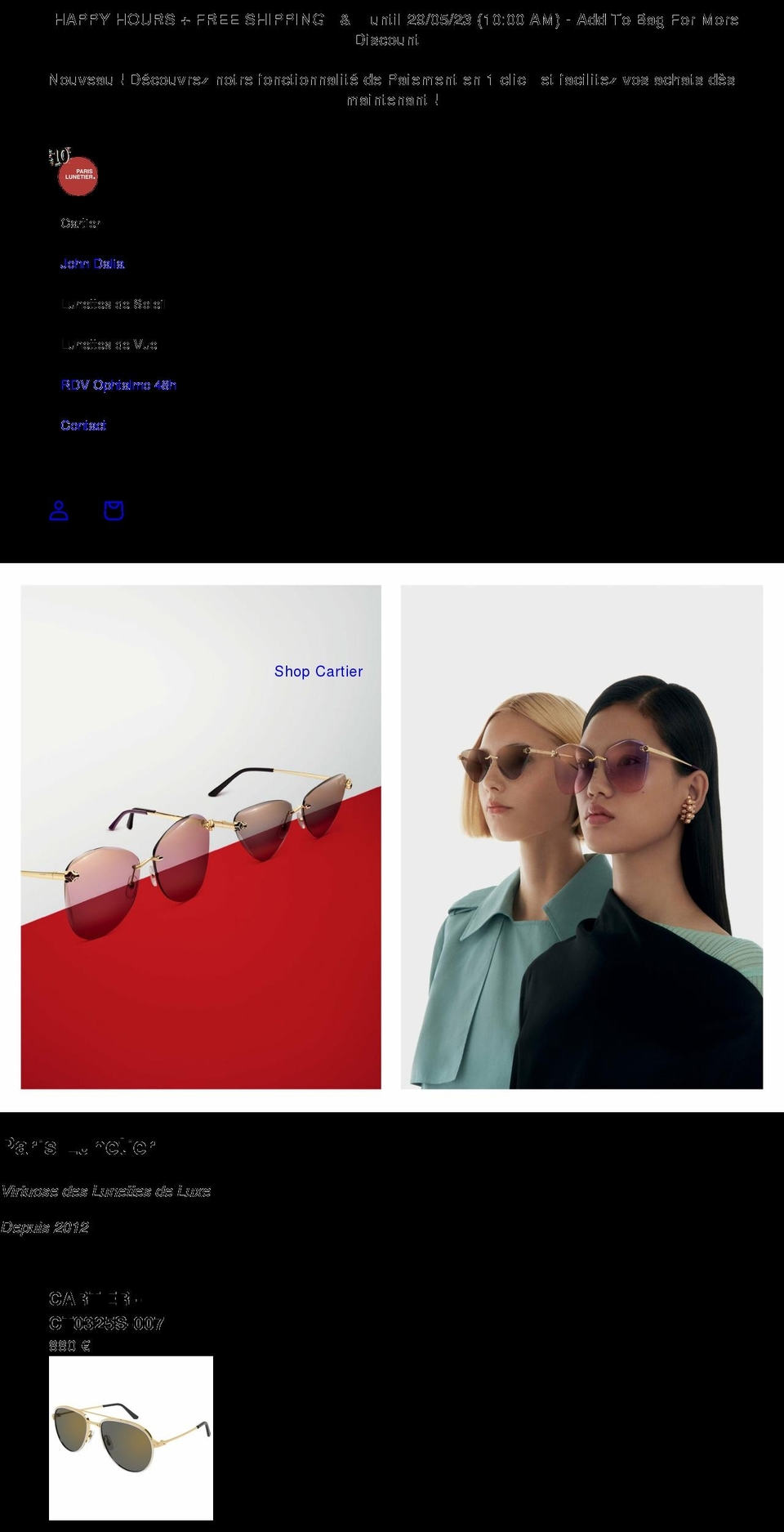 parislunetier.com shopify website screenshot