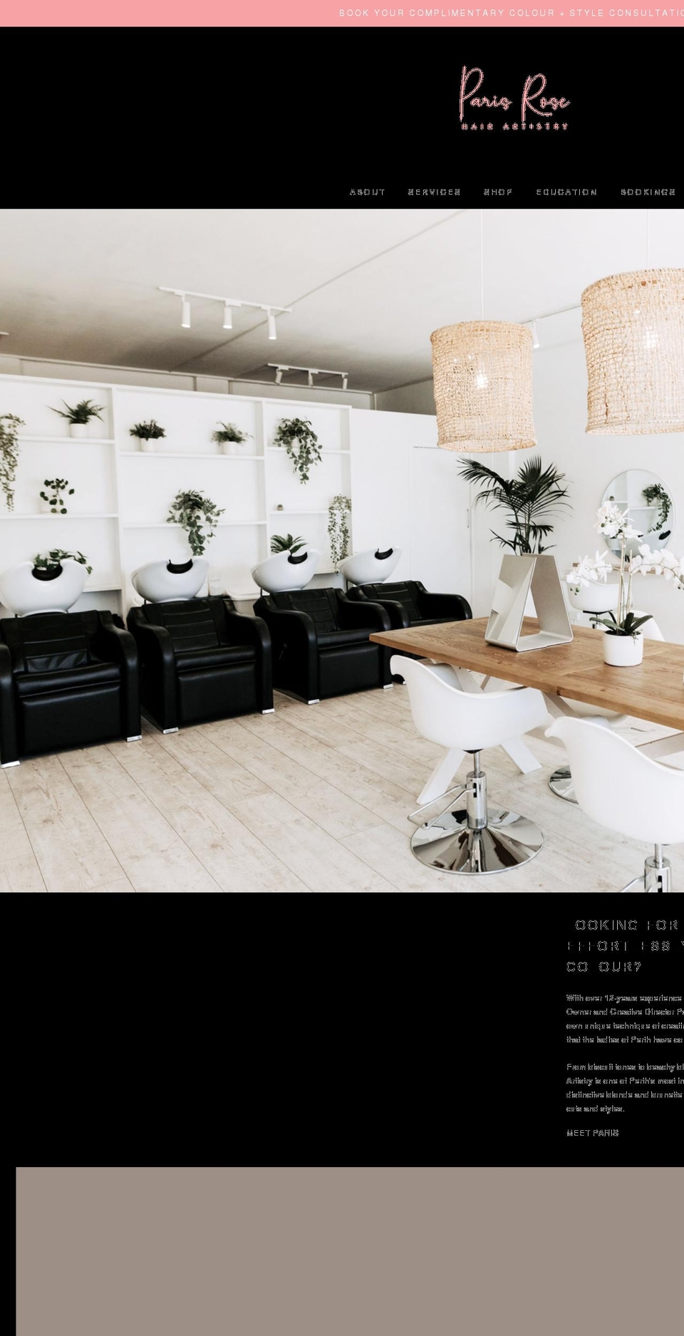 parisrosehairartistry.com shopify website screenshot