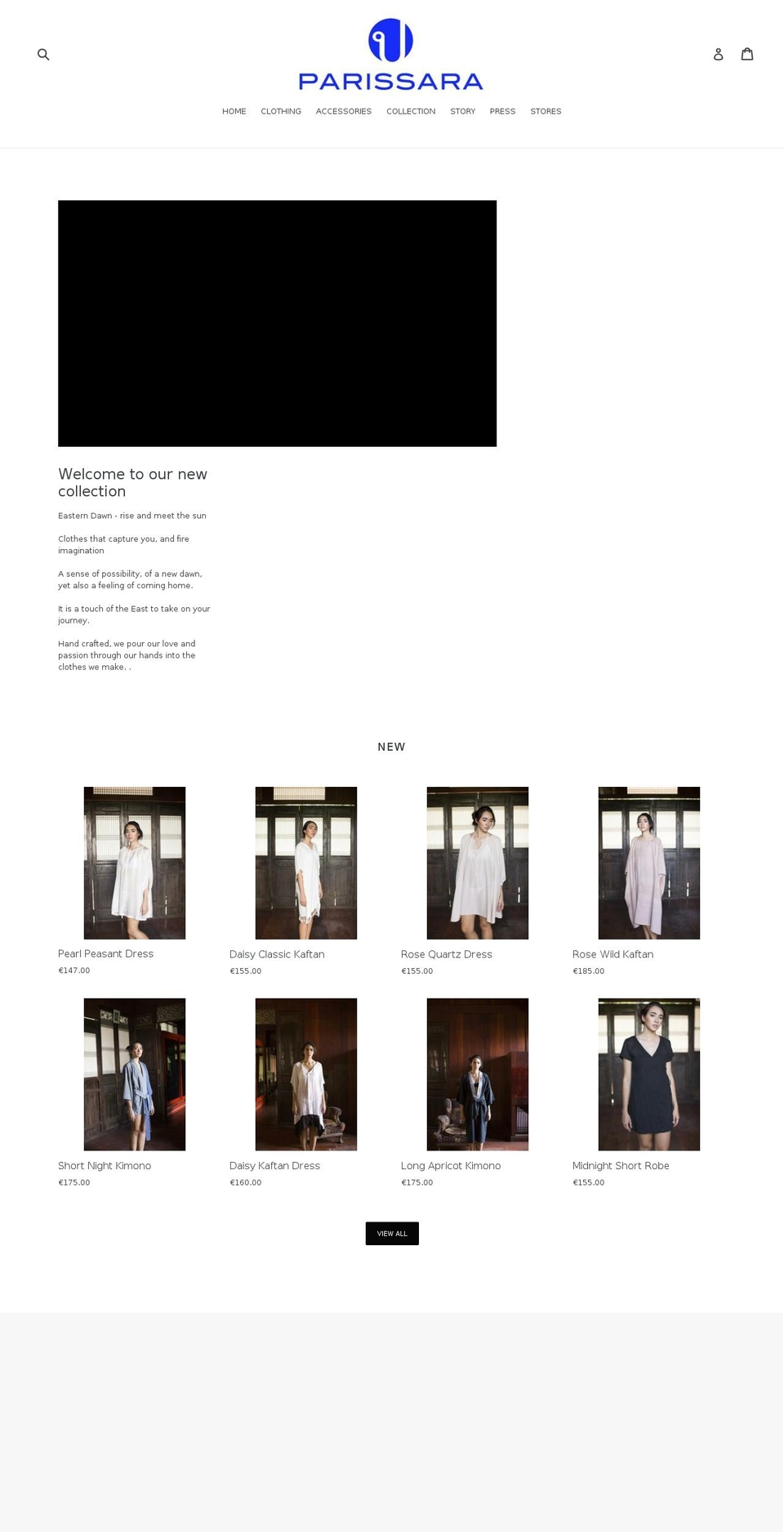 parissara.com shopify website screenshot