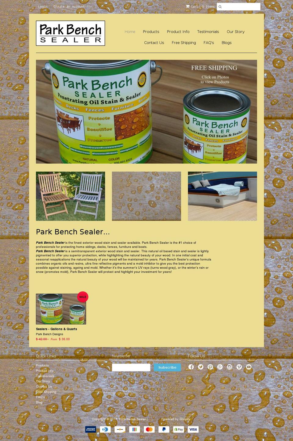 parkbenchsealer.com — Shopify storefront screenshot