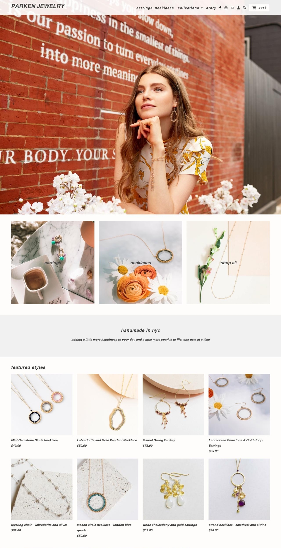 parkenjewelry.com — Shopify storefront screenshot