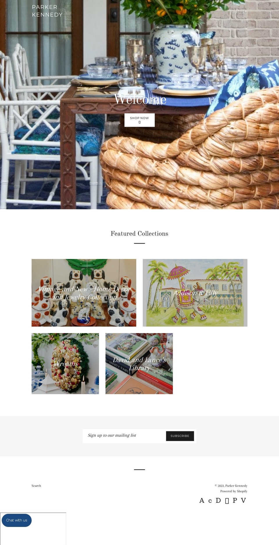 parker-kennedy.myshopify.com shopify website screenshot