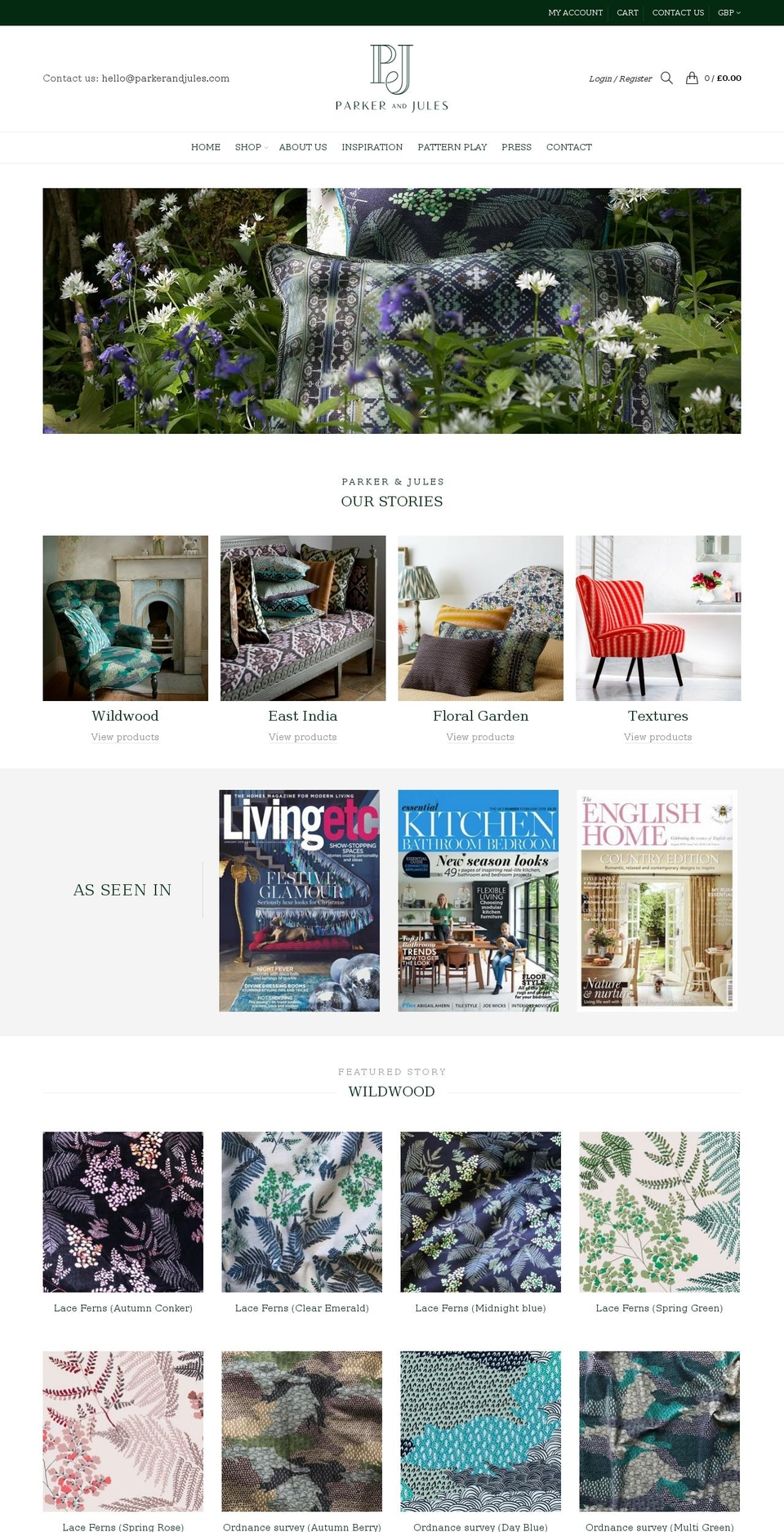 parkerandjules.com shopify website screenshot