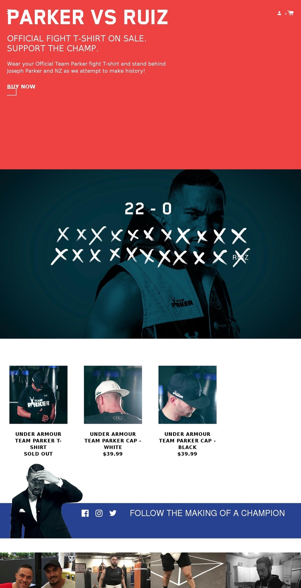 parkerboxing.com shopify website screenshot