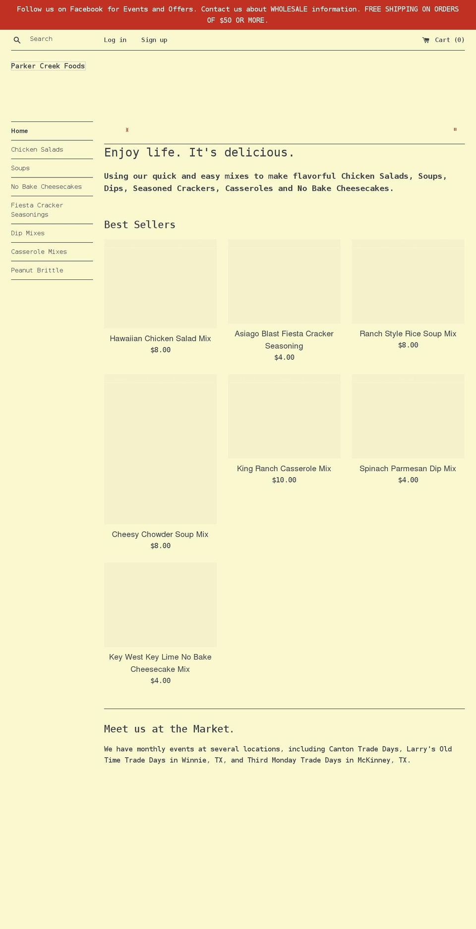 parkercreekfoods.com shopify website screenshot