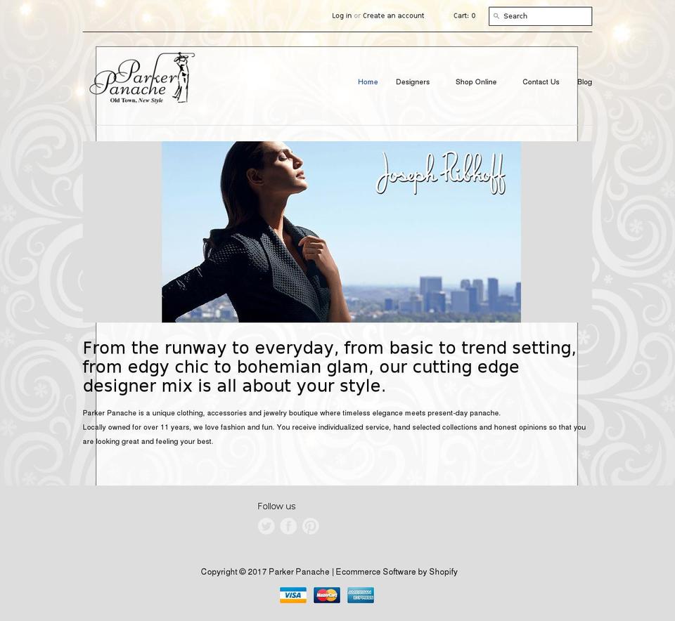 parkerpanache.com shopify website screenshot