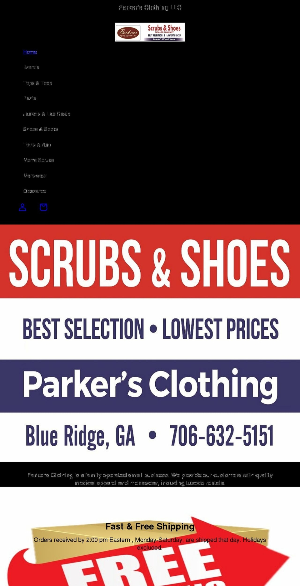 parkersclothing.com shopify website screenshot