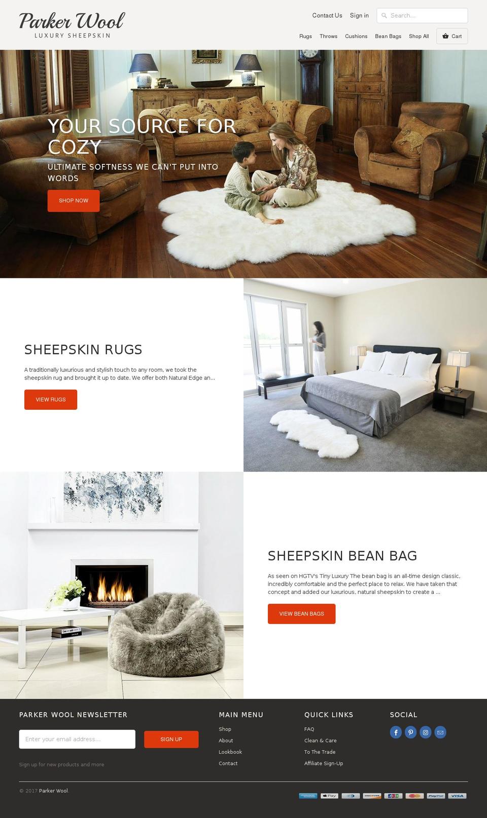 parkerwool.com shopify website screenshot