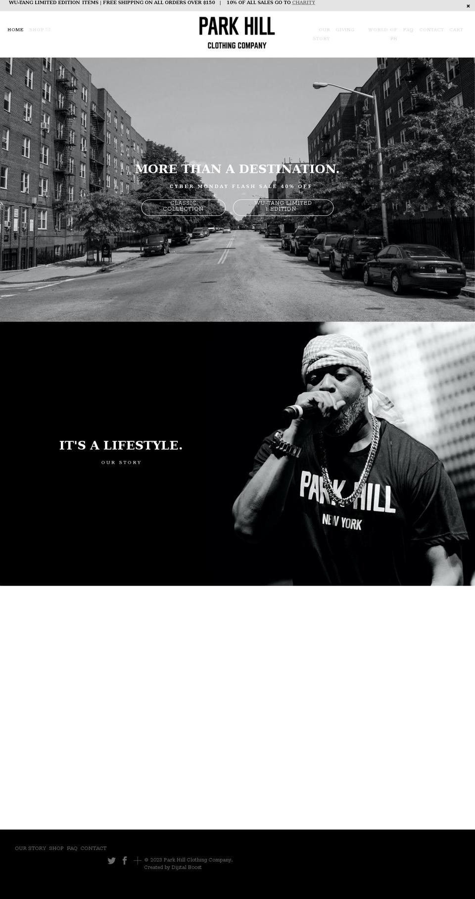 parkhillclothing.com shopify website screenshot