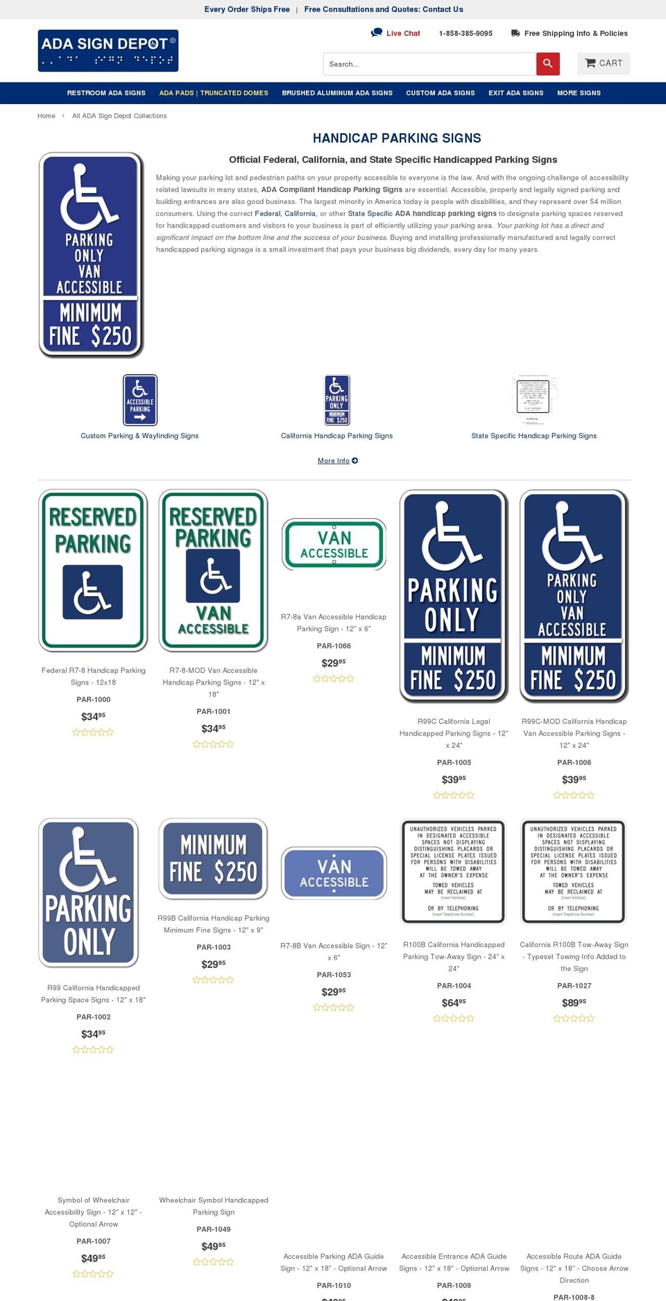 ADA Sign Depot - LIVE Shopify theme site example parkingsignsdepot.com