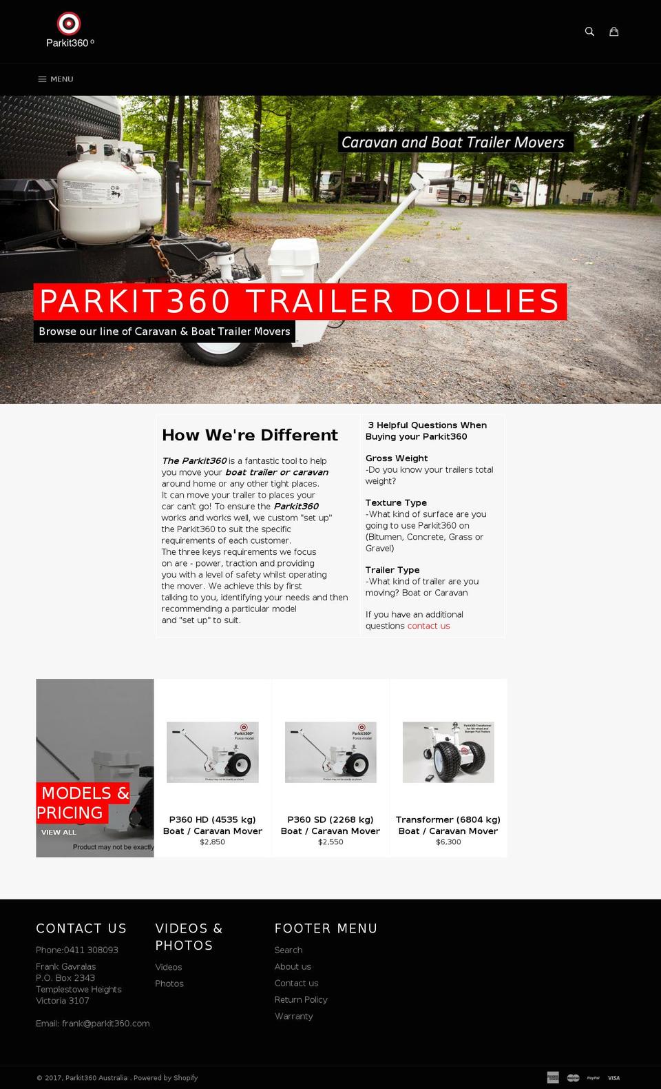 parkit360.com.au shopify website screenshot