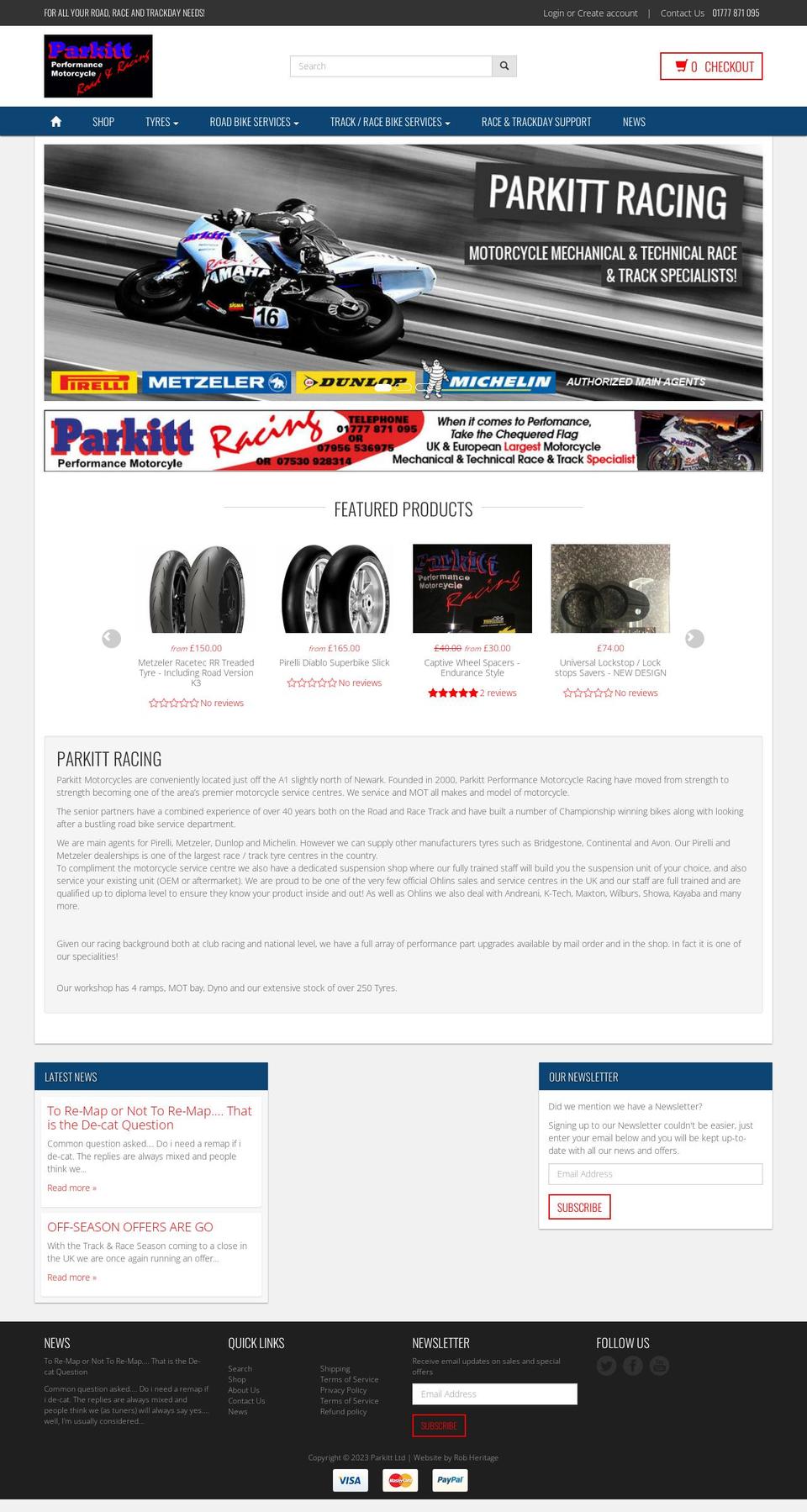 parkitt-performance-motorcycle-racing.myshopify.com shopify website screenshot