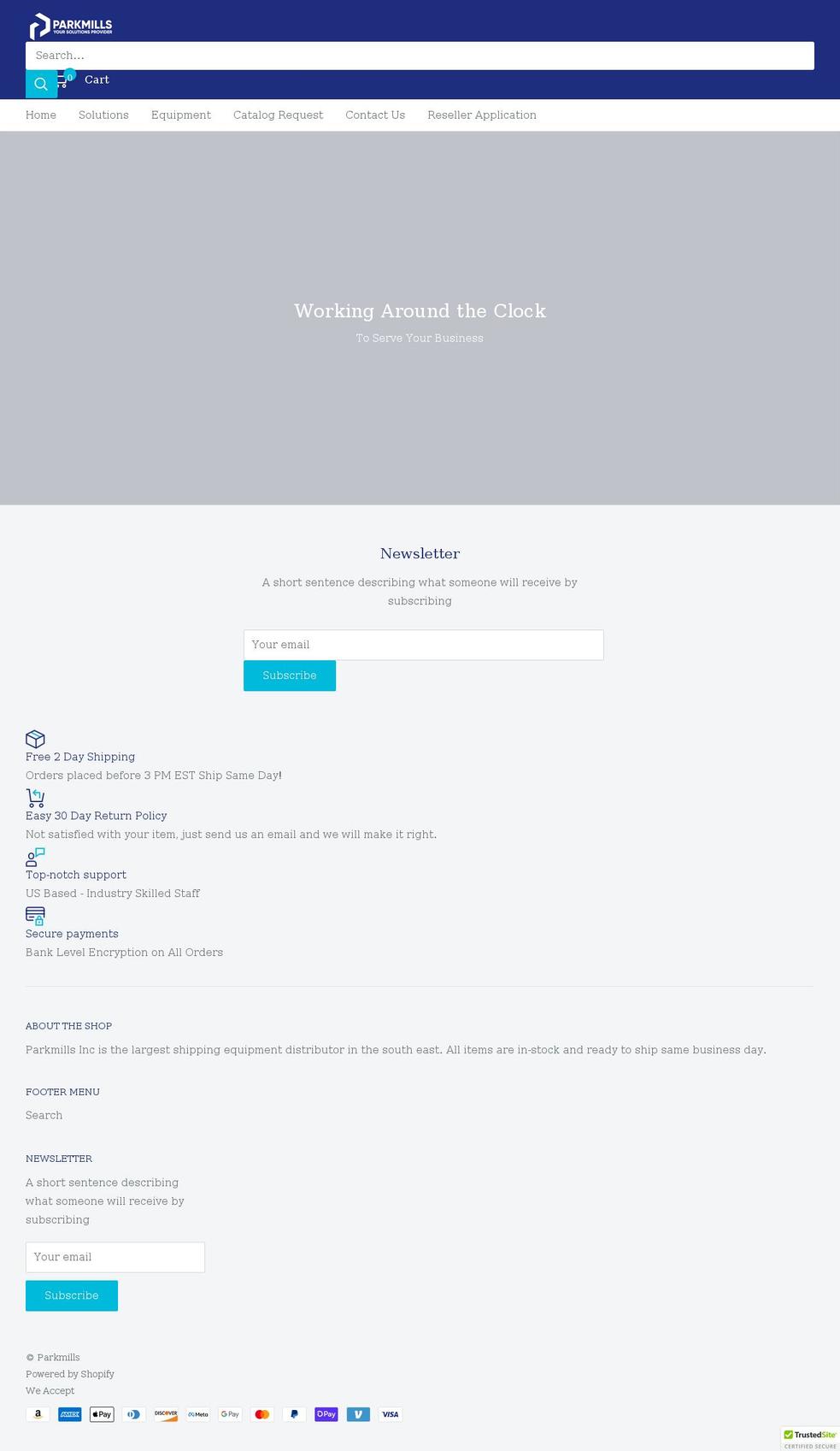 parkmills.com shopify website screenshot
