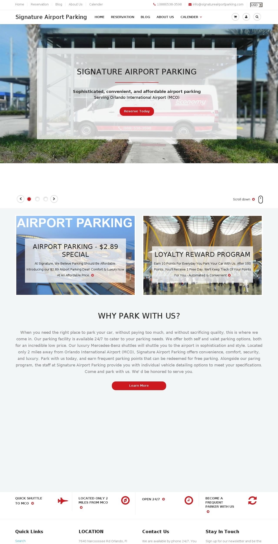 parkorlandoairport.com shopify website screenshot