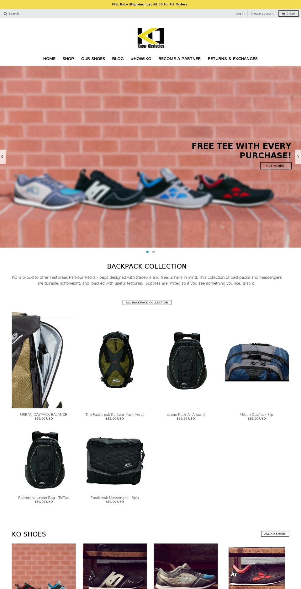 parkourshoes.info shopify website screenshot