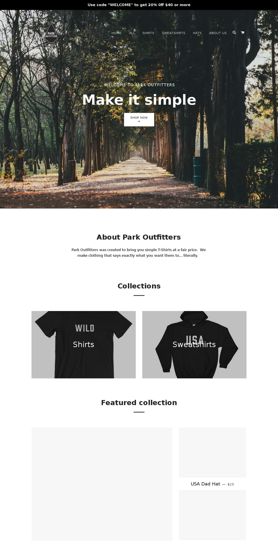 parkoutfitters.com — Shopify storefront screenshot