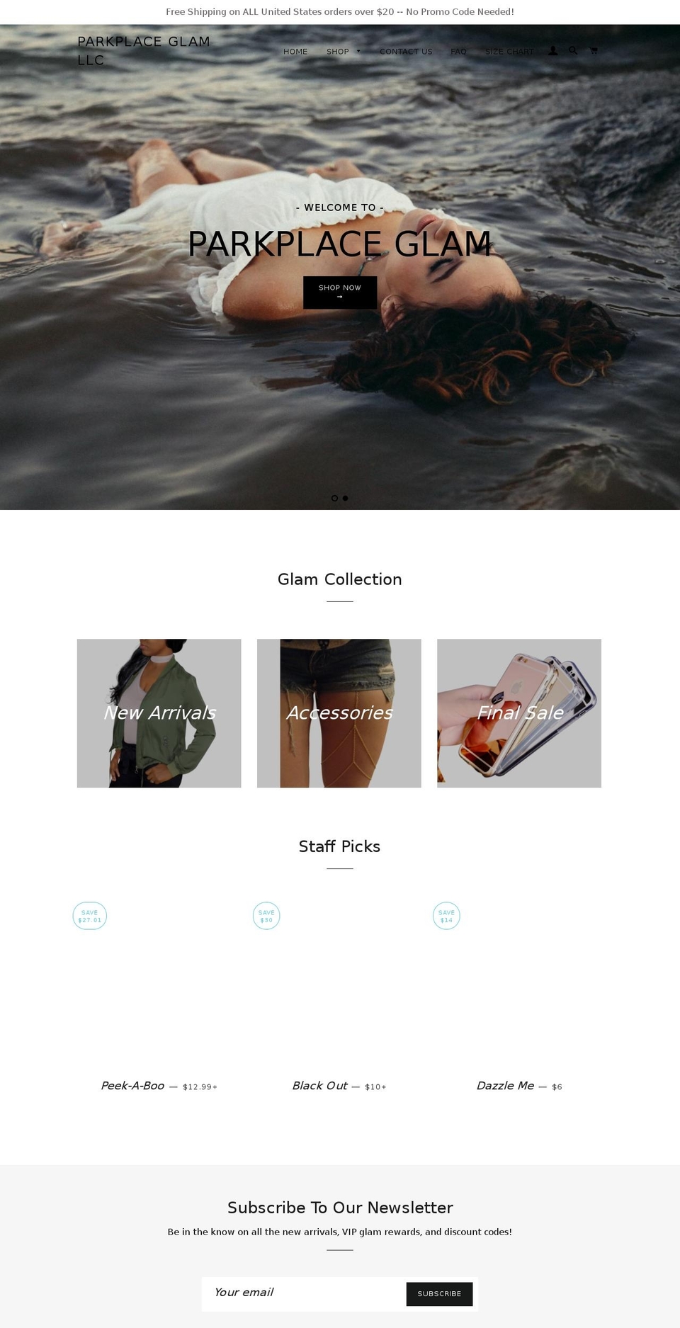 parkplaceglam.com — Shopify storefront screenshot