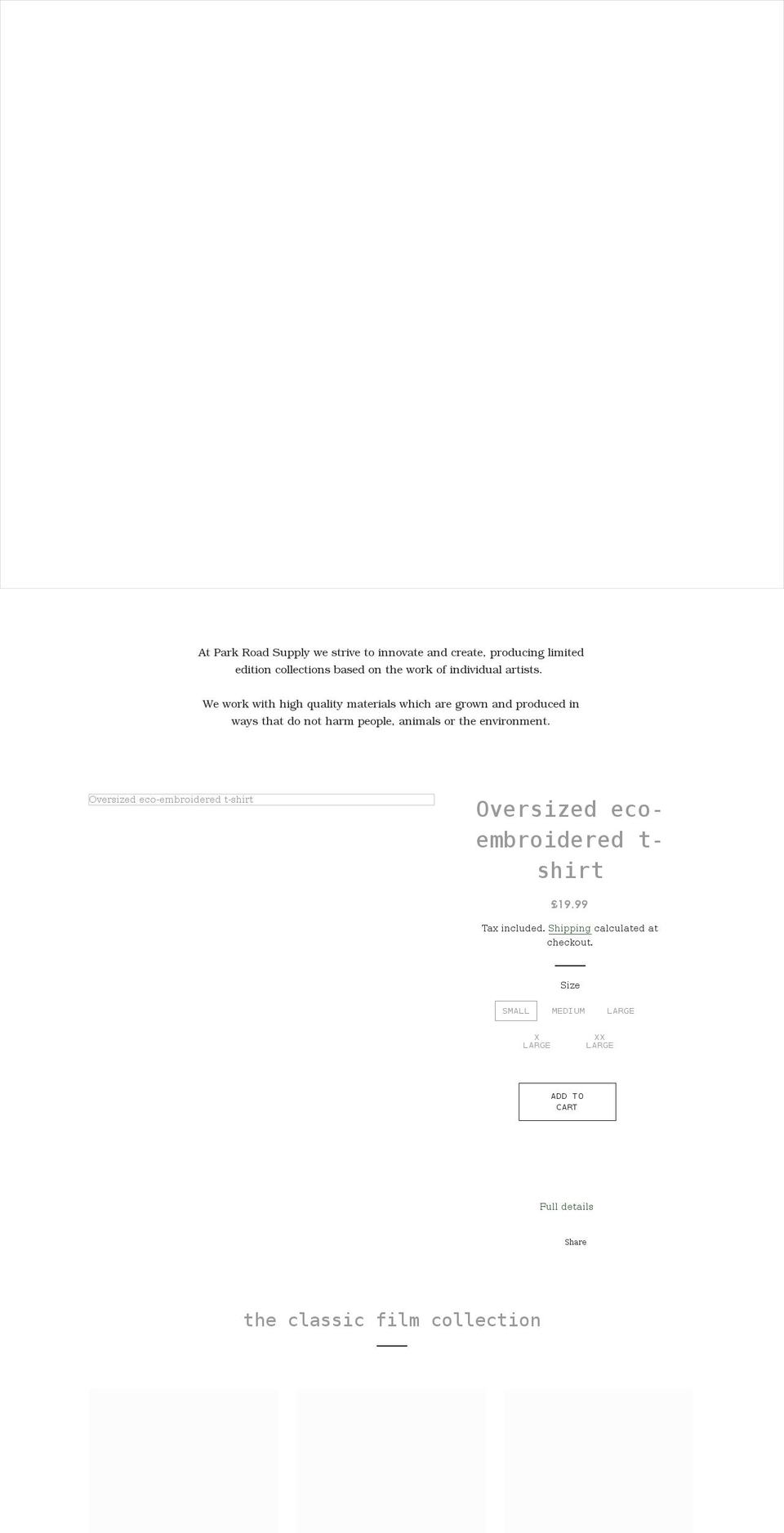parkroadsupply.co.uk shopify website screenshot