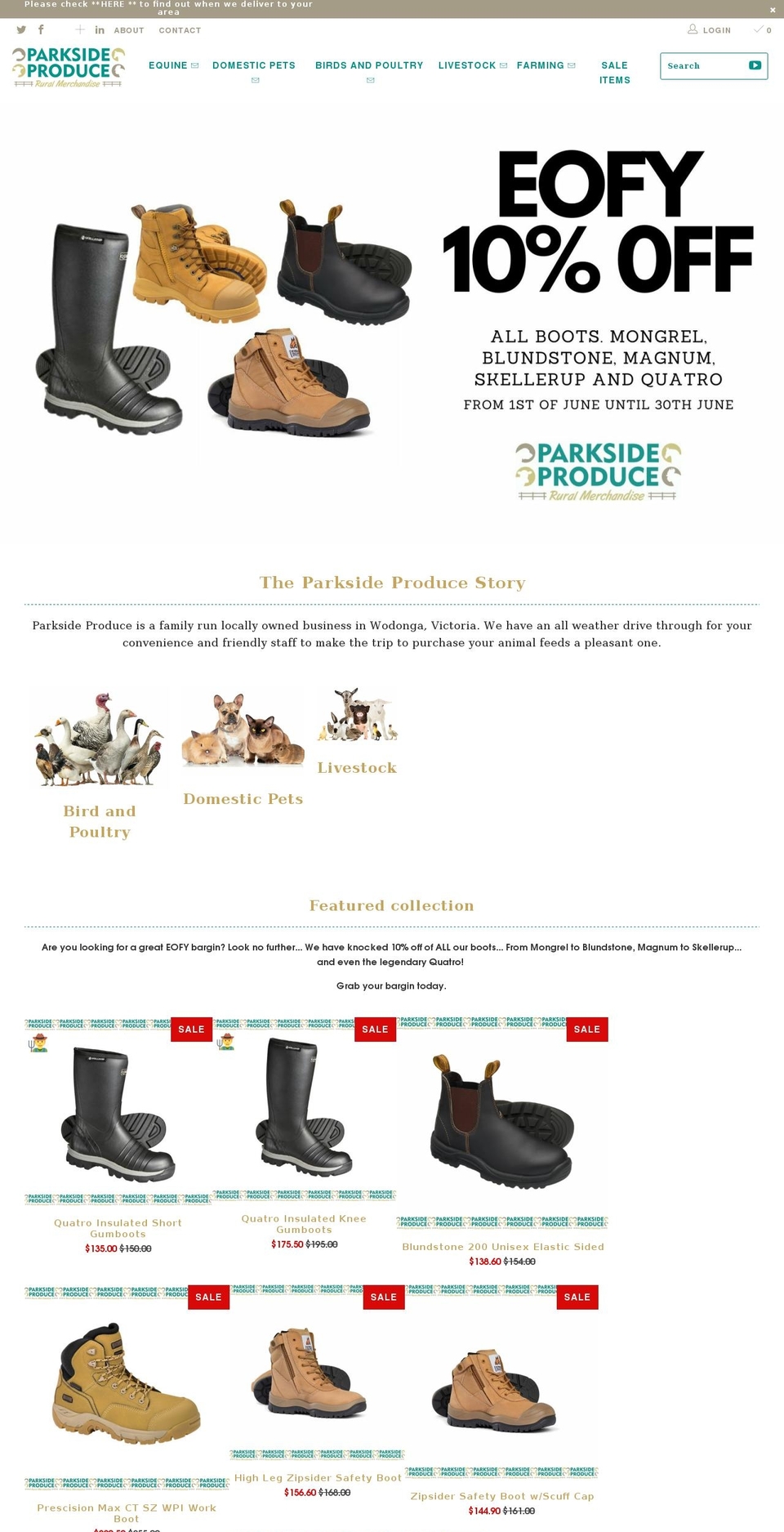 THF-DEV Shopify theme site example parksideproduce.net.au