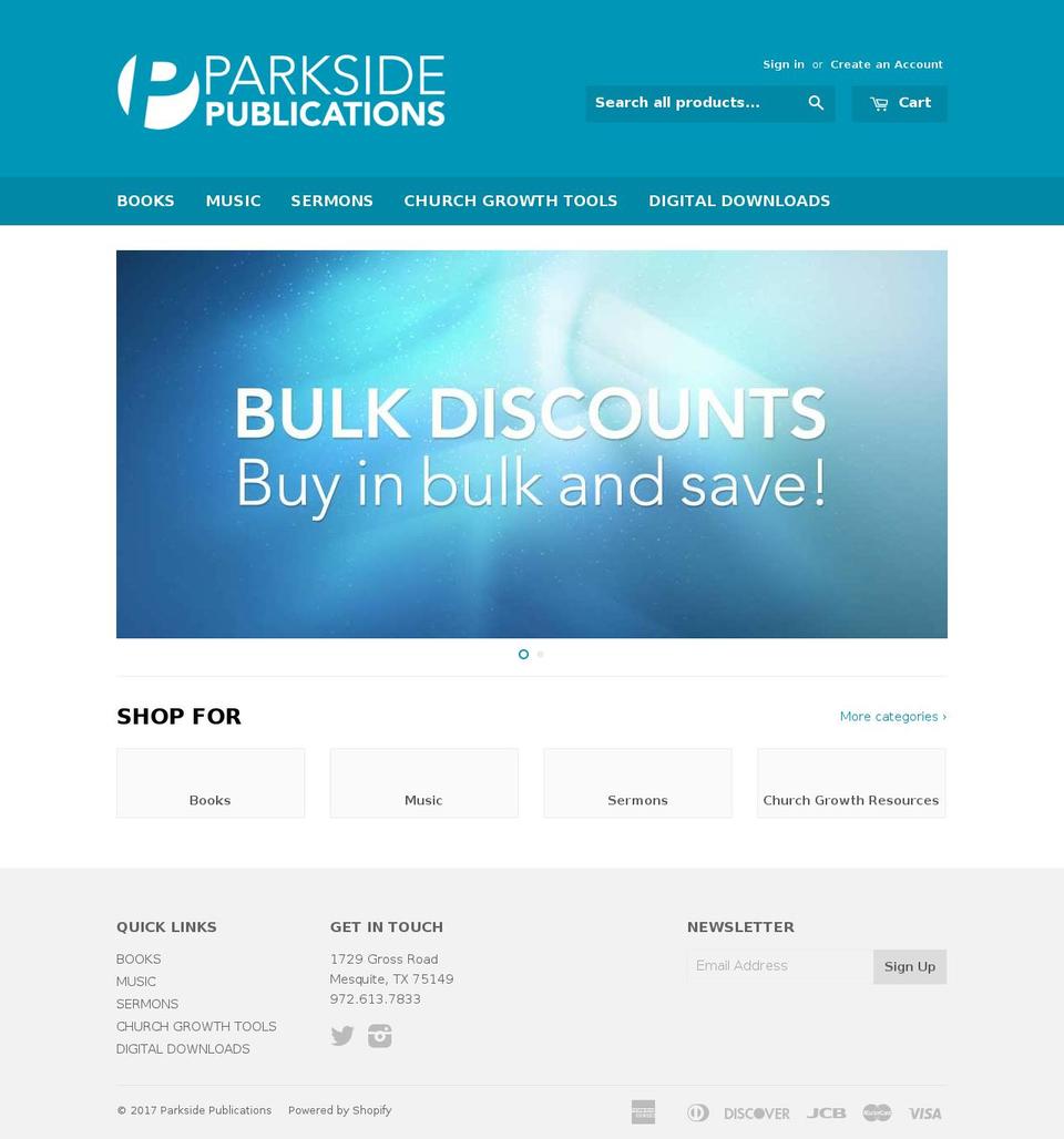 parksidepublications.org shopify website screenshot