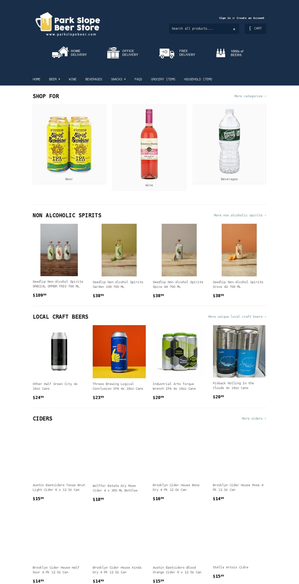 parkslopebeer.com shopify website screenshot