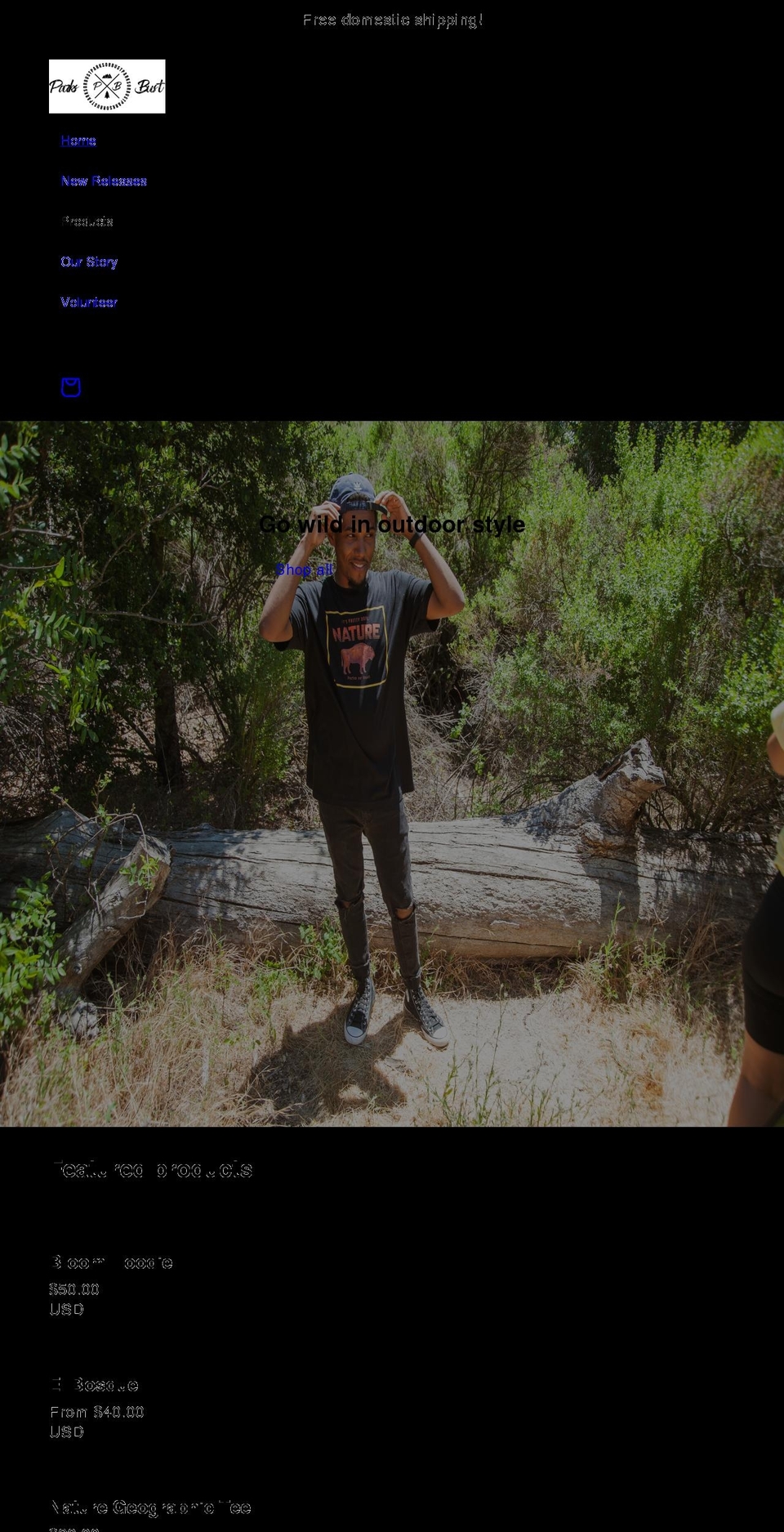 parksorbust.com shopify website screenshot