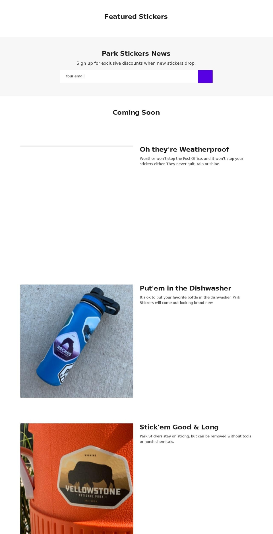 parkstickers.com shopify website screenshot