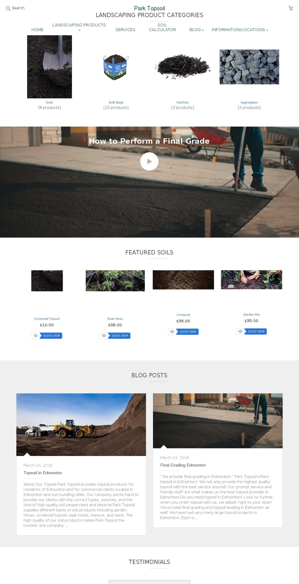 parktopsoil.ca shopify website screenshot