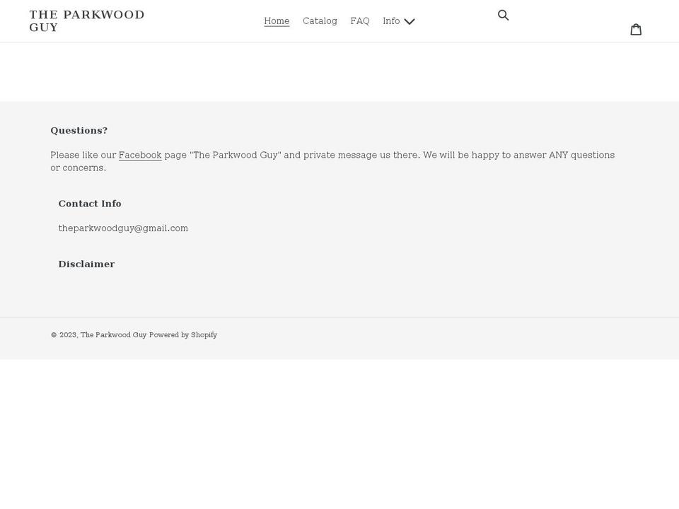 parkwoodguy.com shopify website screenshot