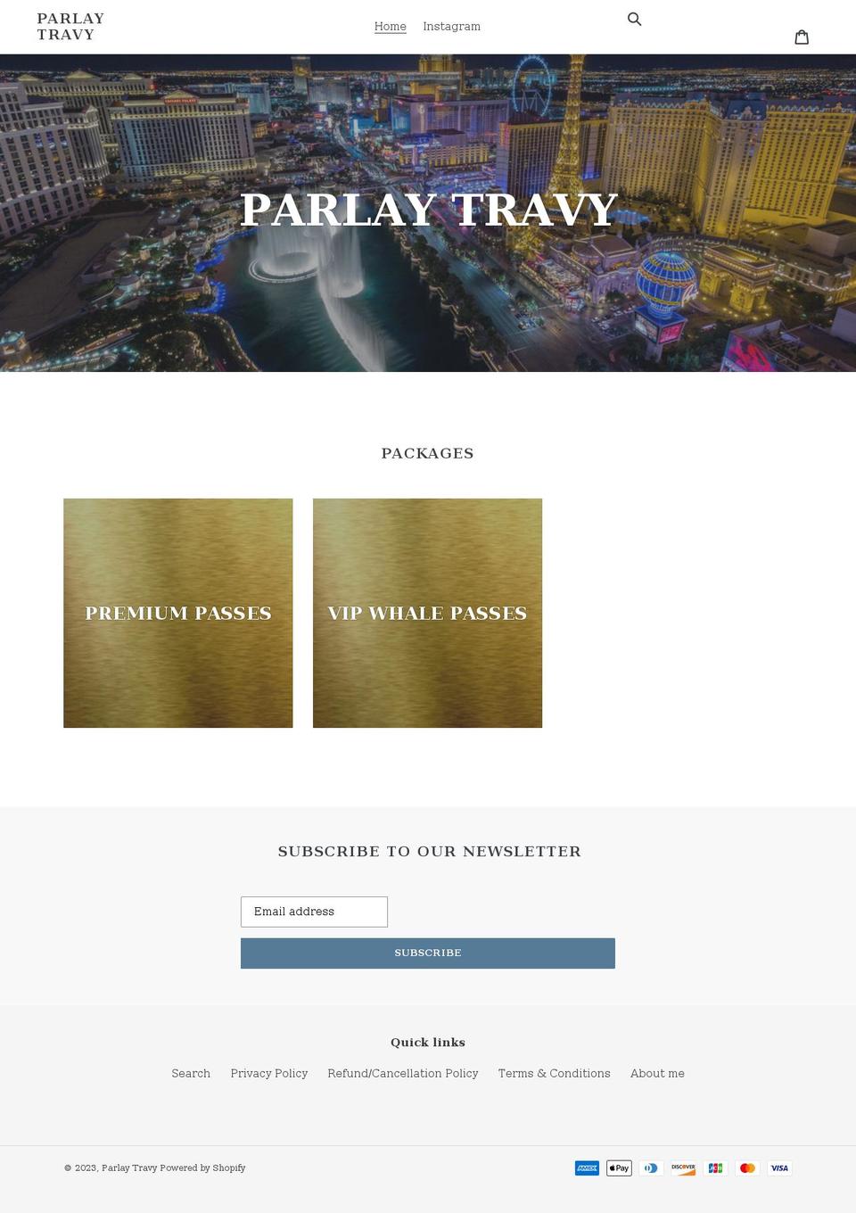 parlaytravyy.com shopify website screenshot