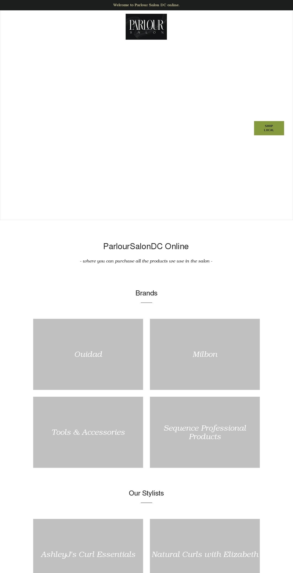 parlour-salon.myshopify.com shopify website screenshot