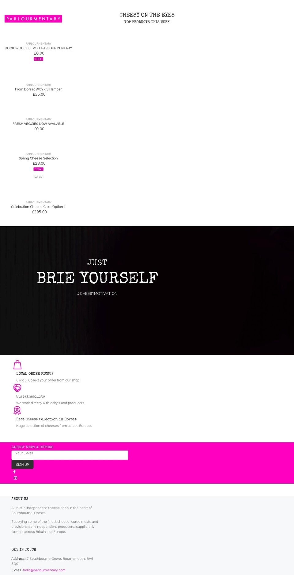 parlourmentary.com shopify website screenshot