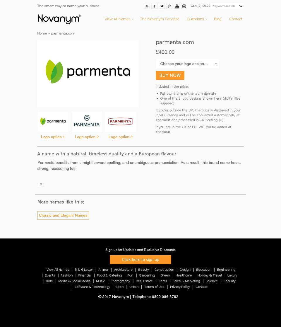 parmenta.com shopify website screenshot