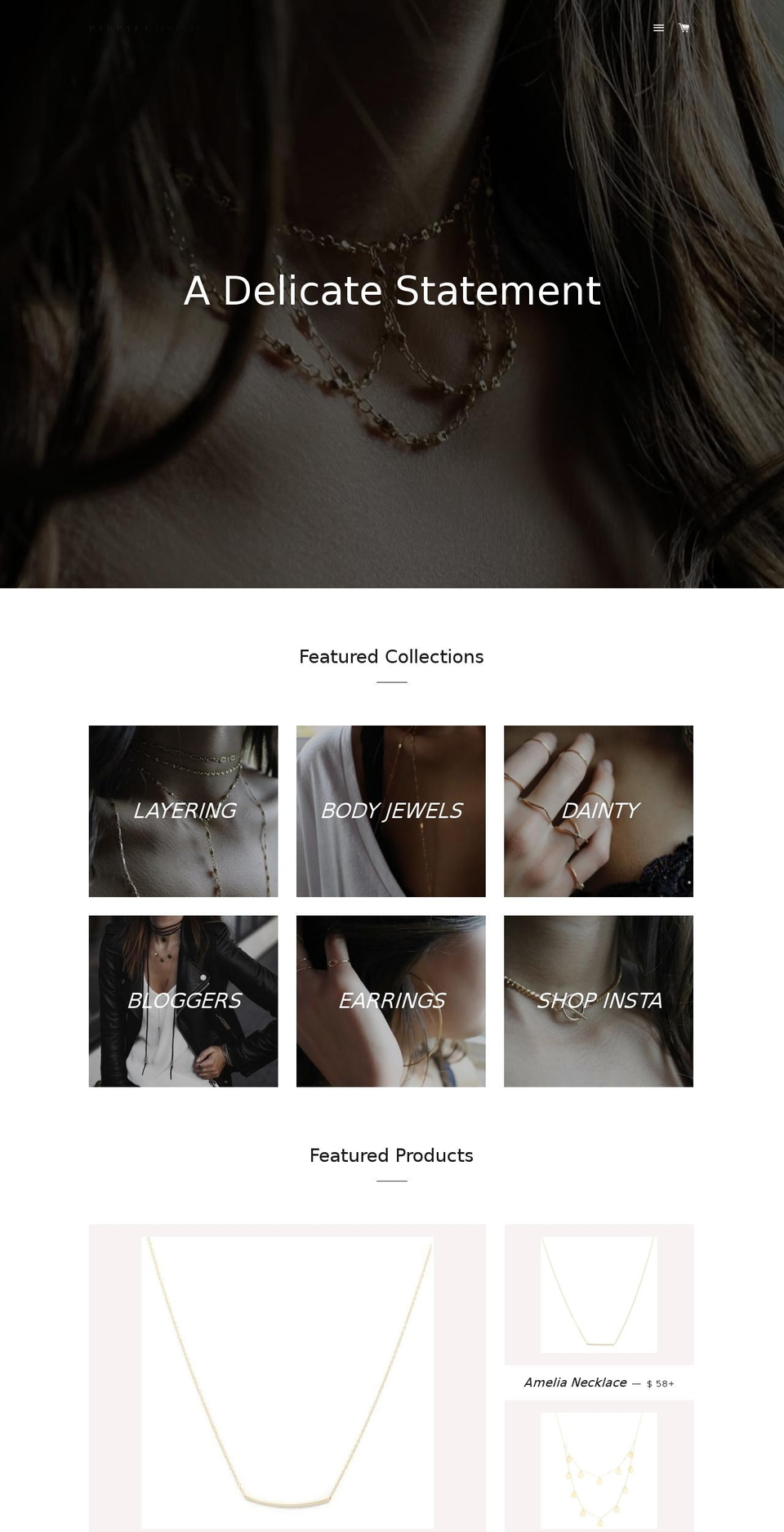 parpalajewelry.com shopify website screenshot