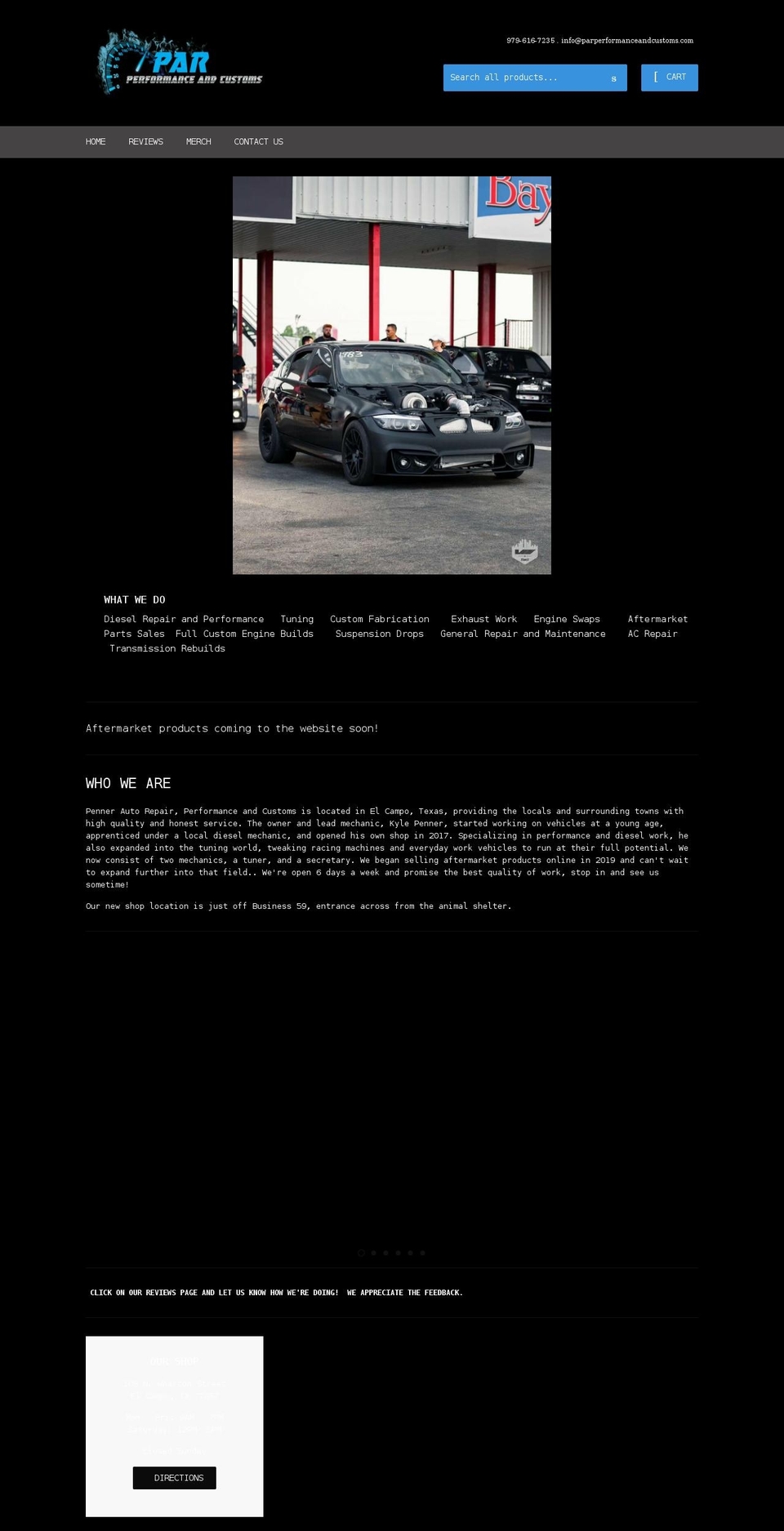 parperformanceandcustoms.com shopify website screenshot