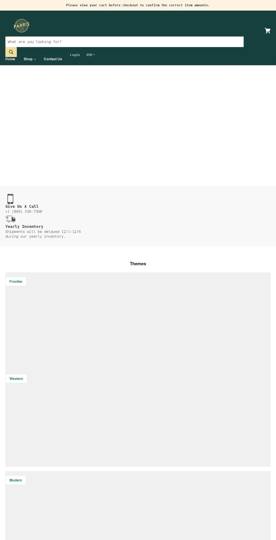 parrisvendors.com shopify website screenshot