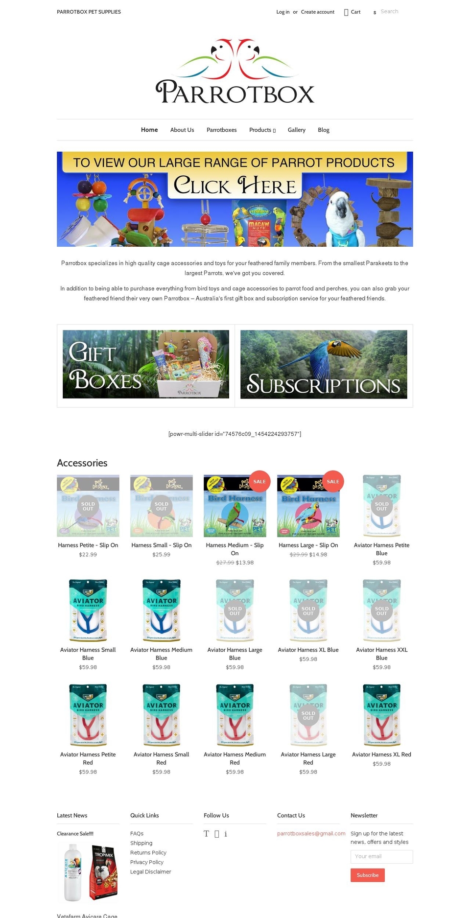 parrotbox.com.au shopify website screenshot