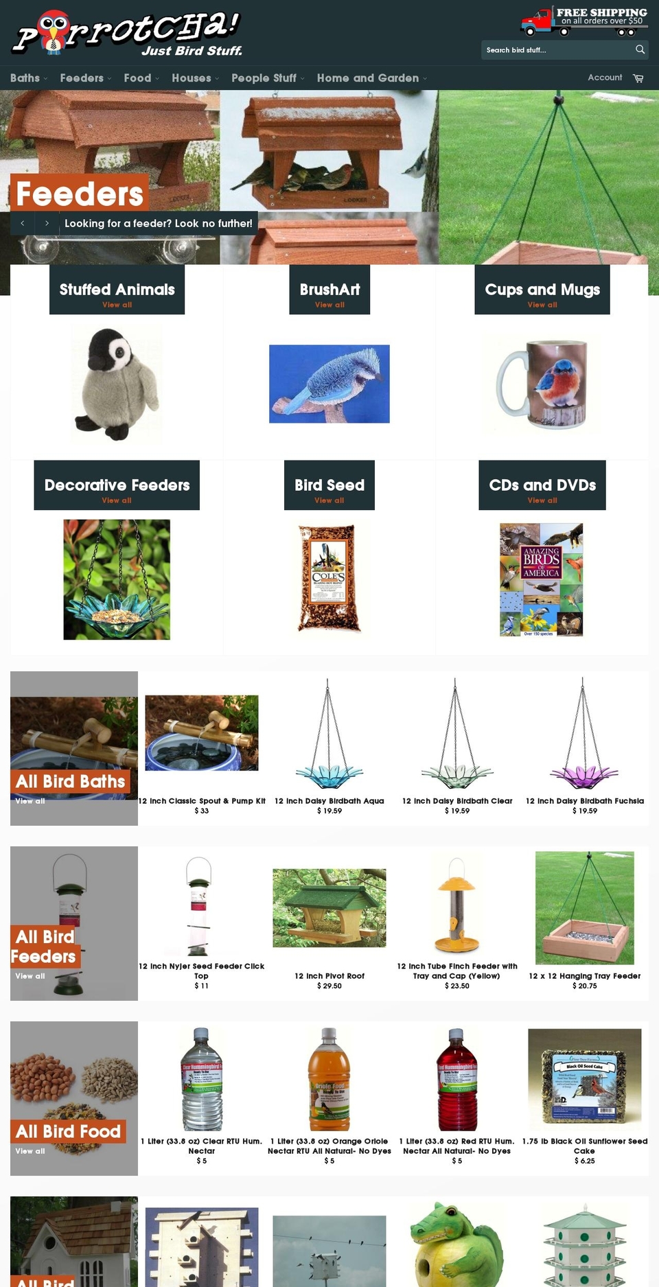 parrotcha.com shopify website screenshot