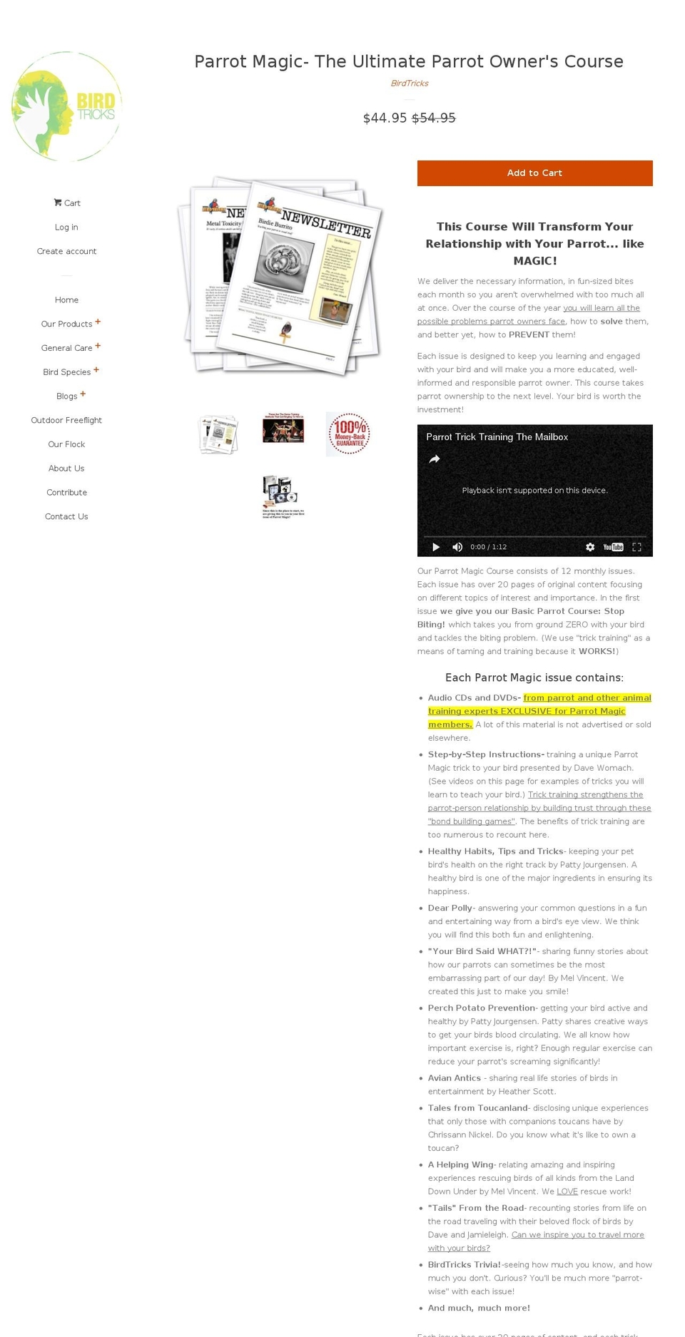 parrotmagic.com shopify website screenshot