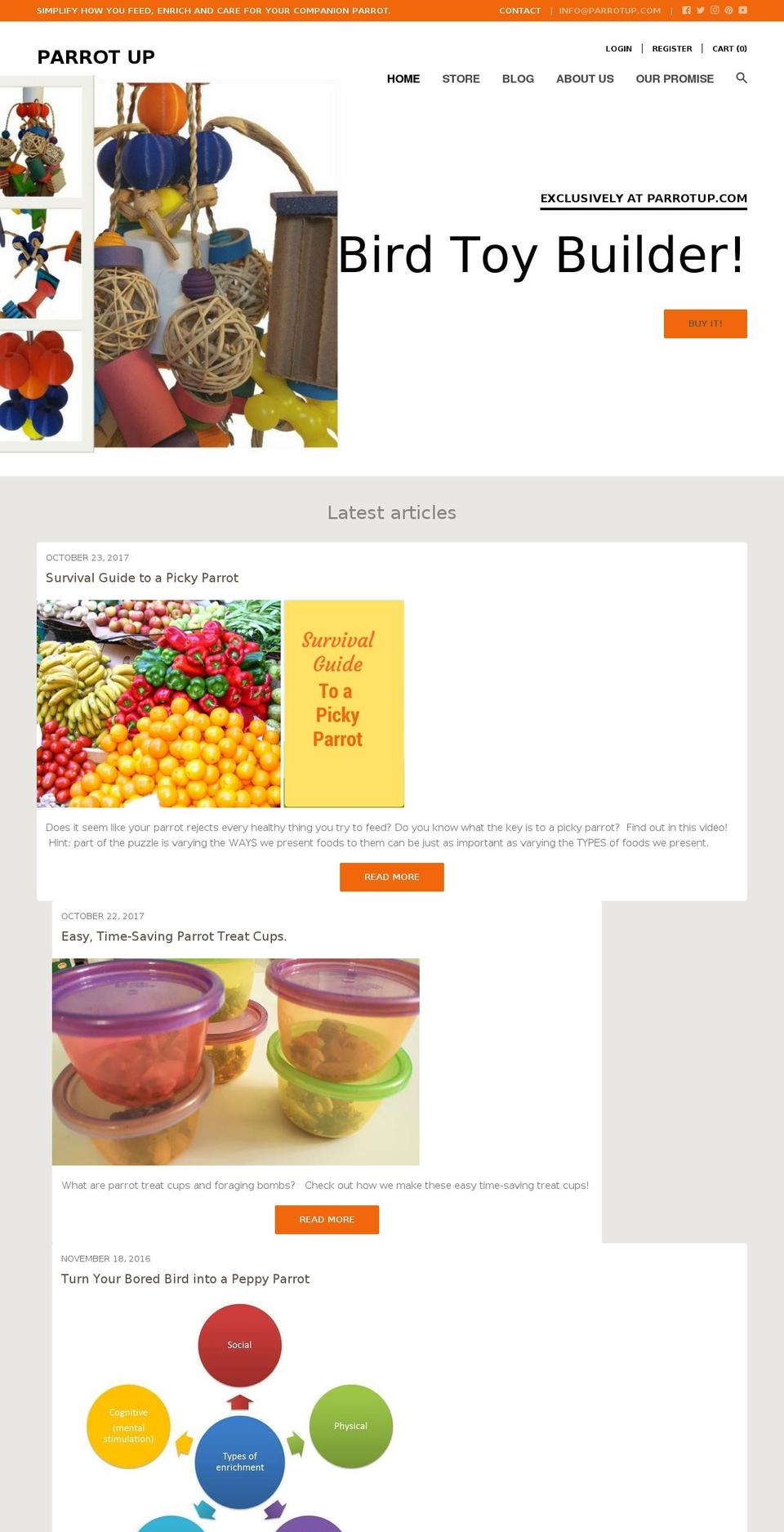 parrotup.com shopify website screenshot