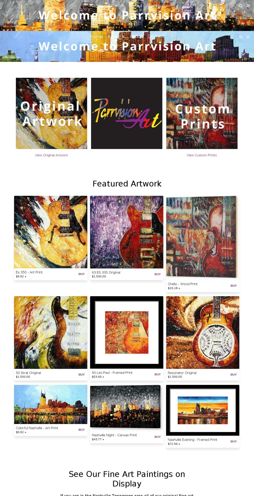 parrvisionart.com — Shopify storefront screenshot