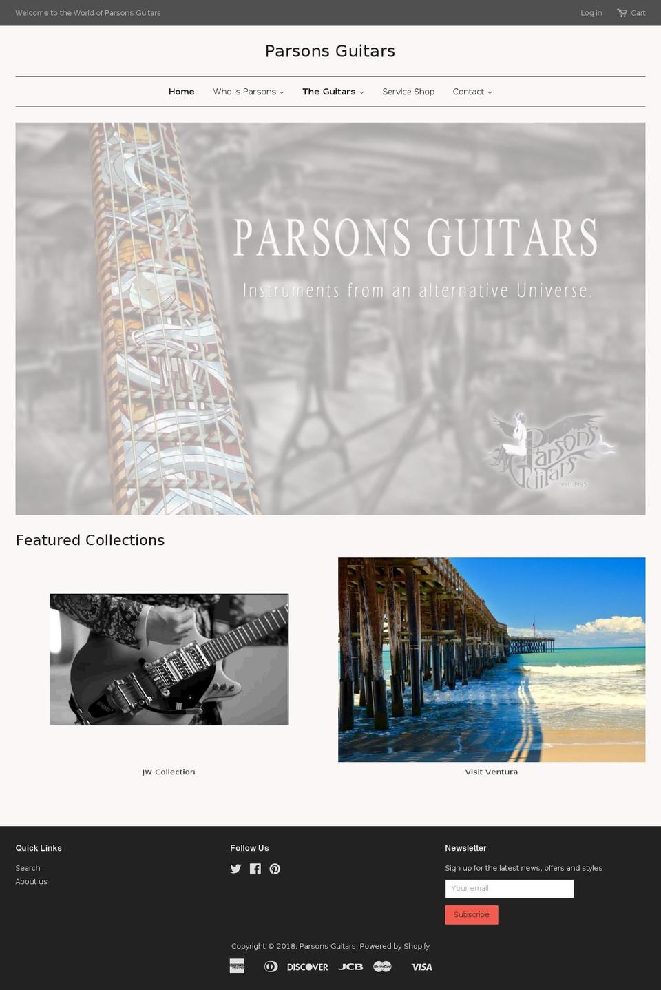 parsonsguitars.com shopify website screenshot