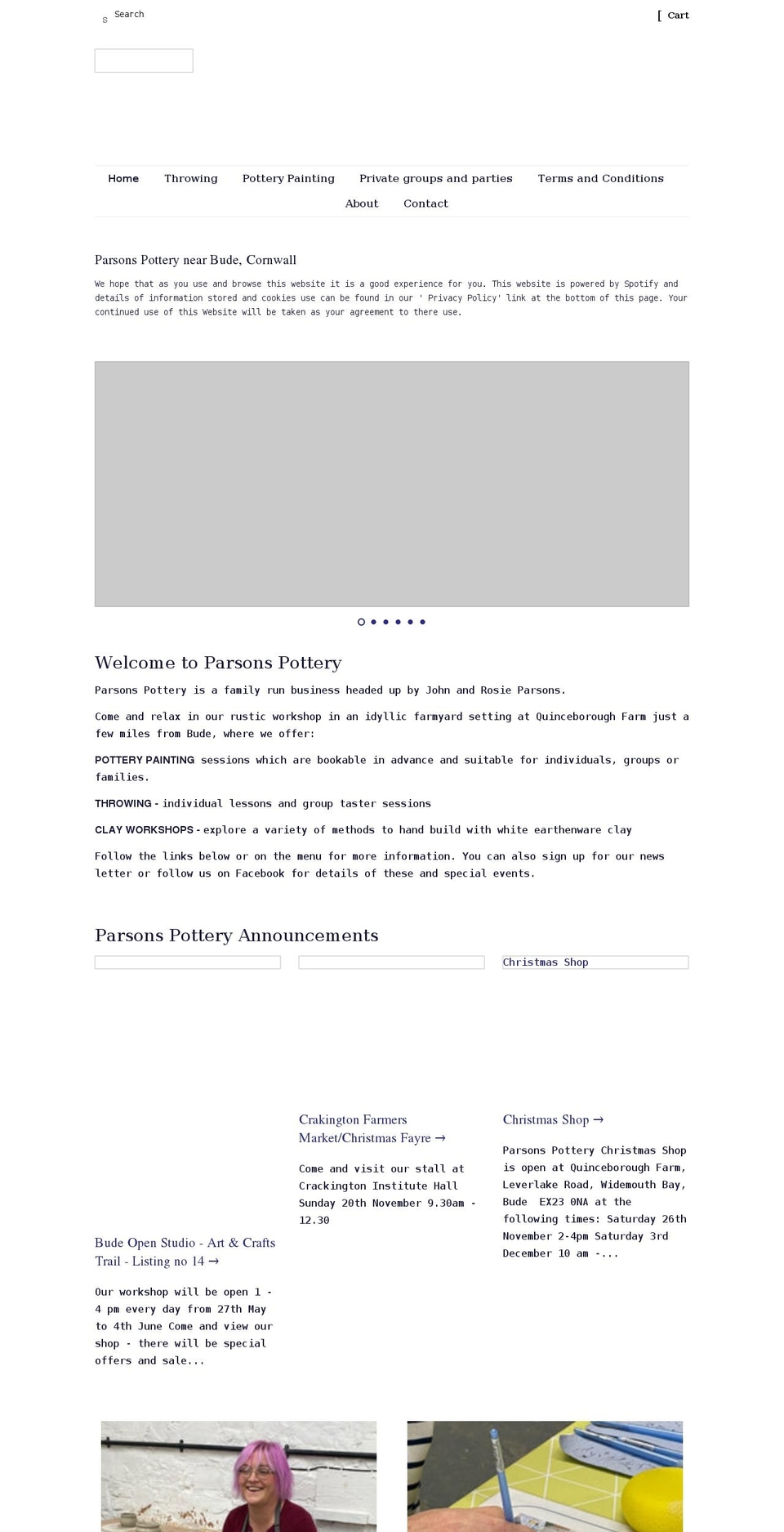 parsonspottery.co.uk shopify website screenshot