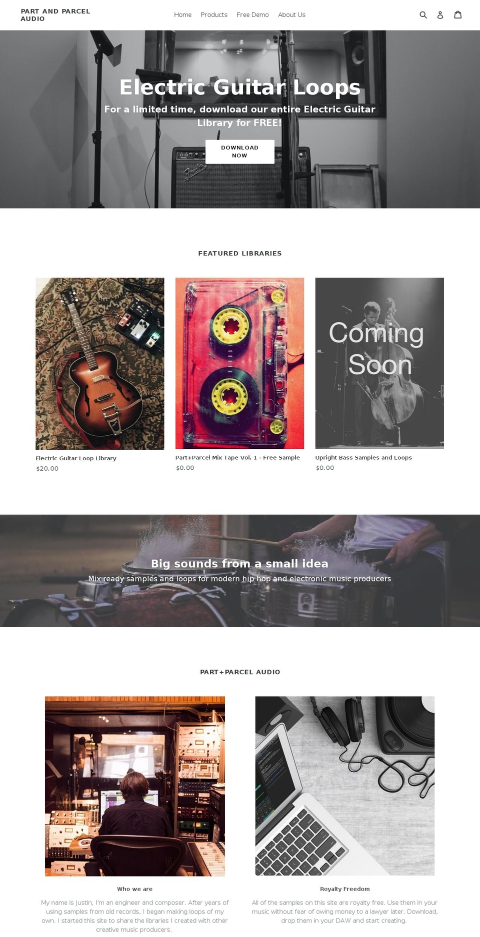 partandparcelaudio.com shopify website screenshot
