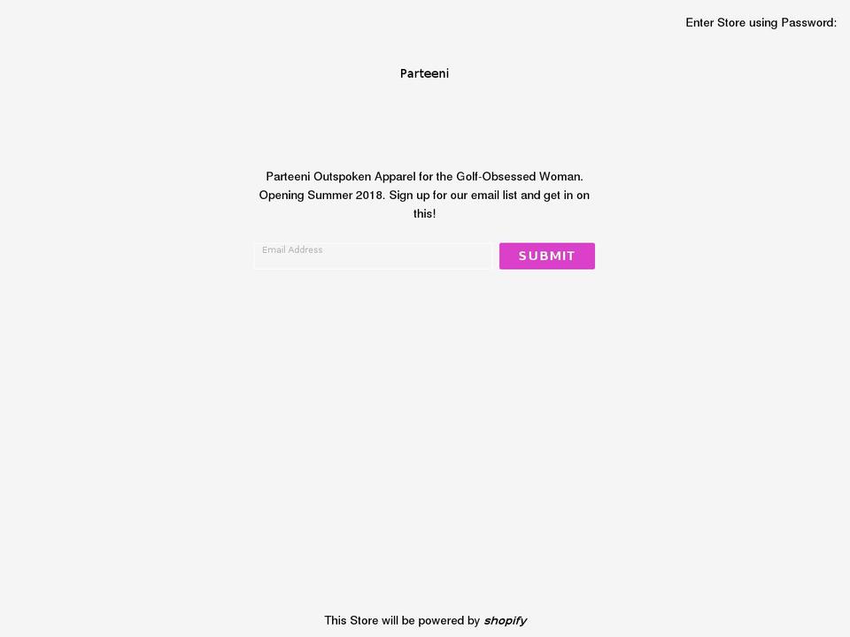 parteeni.com — Shopify storefront screenshot