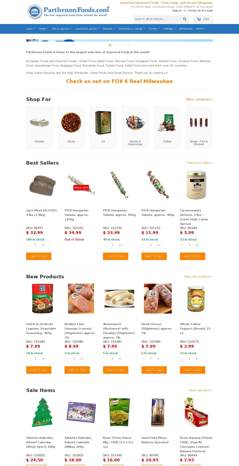 partenonfoods.com — Shopify storefront screenshot
