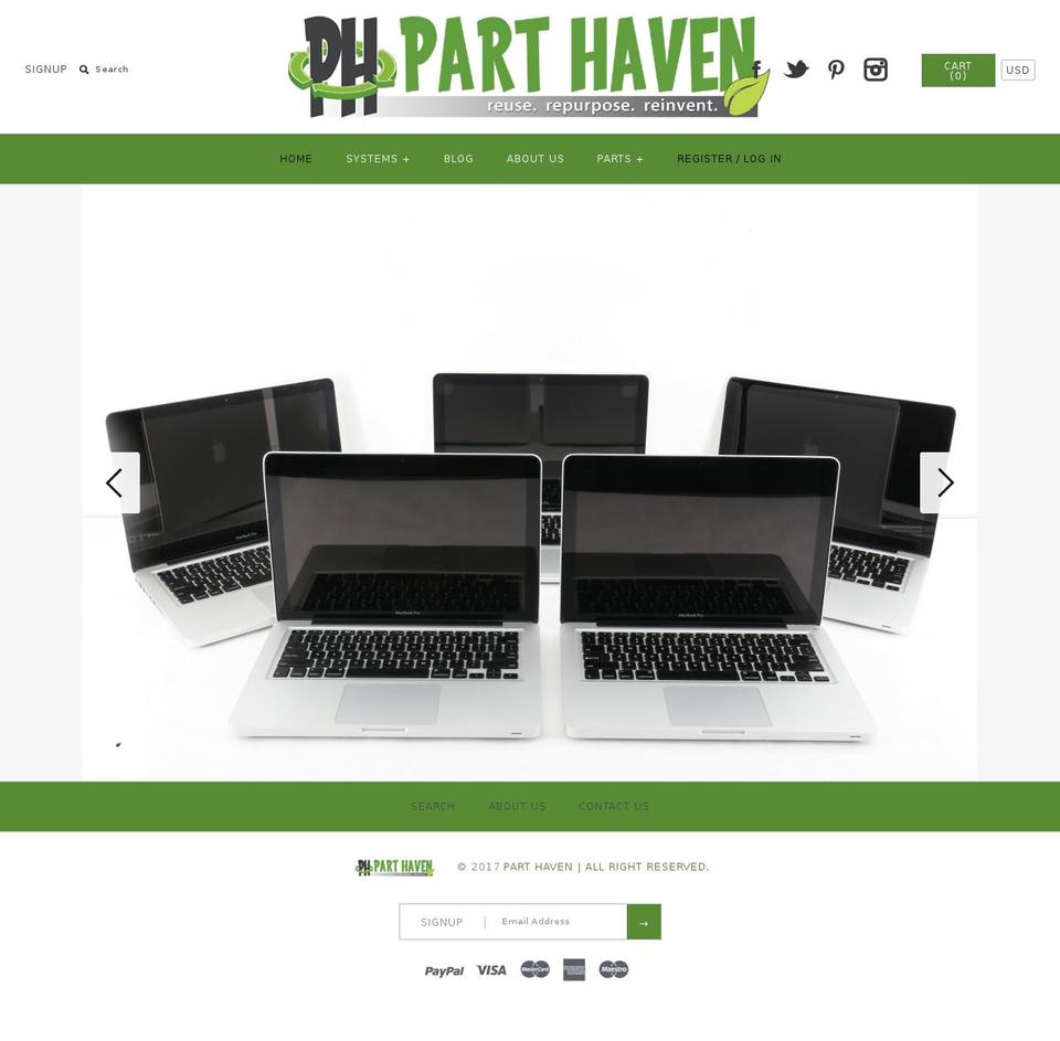 parthaven.com shopify website screenshot