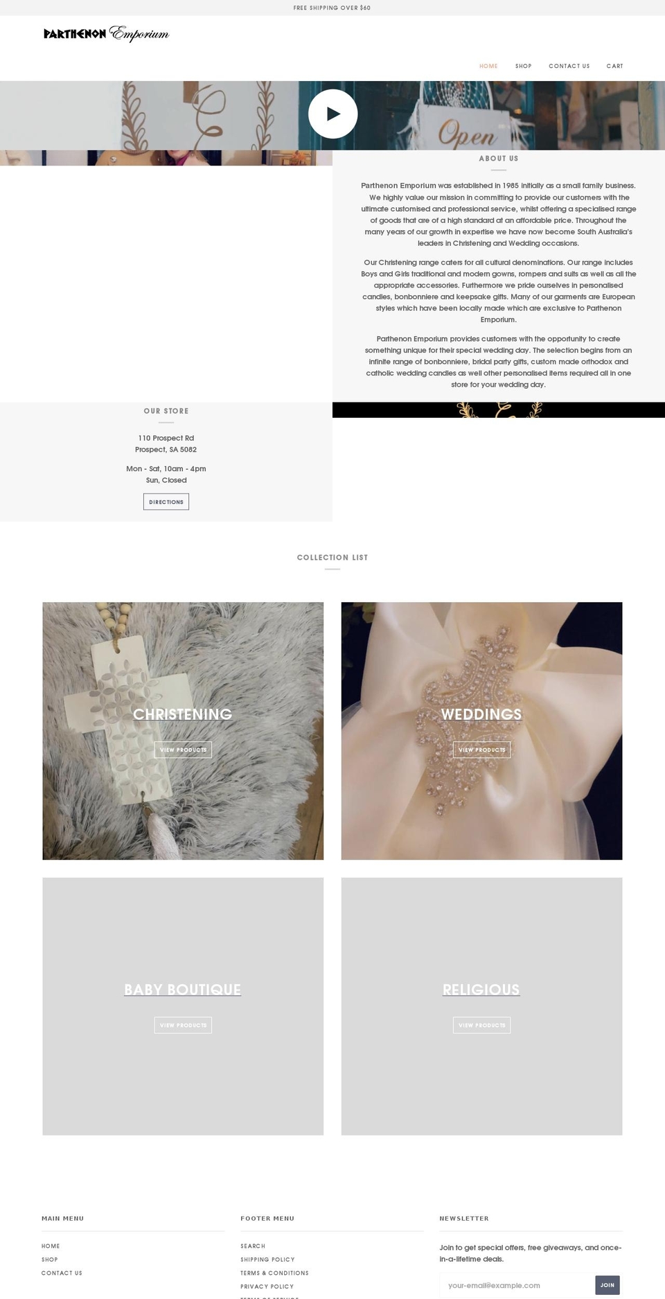 parthenon.com.au shopify website screenshot